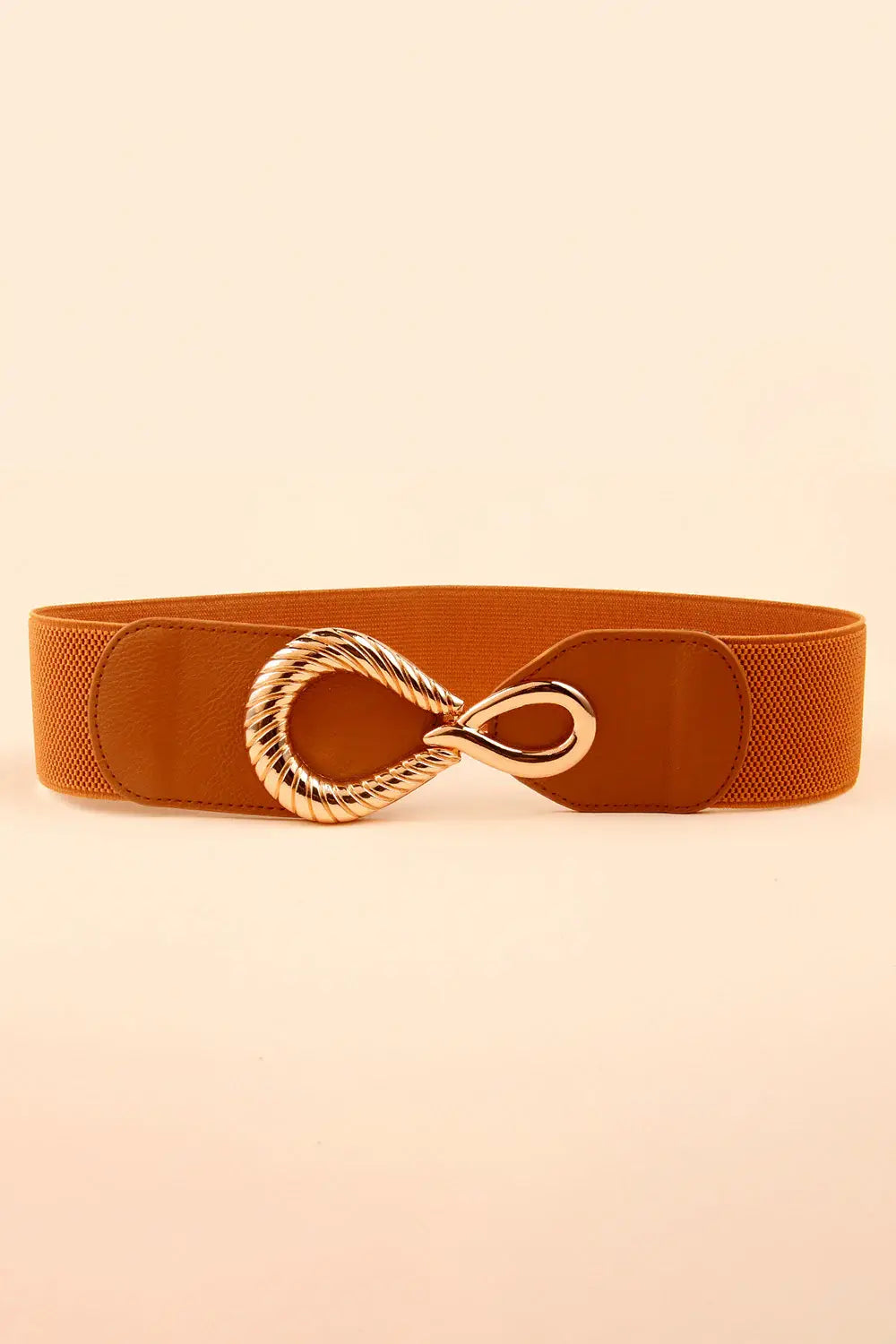 Ribbed Alloy Buckle Elastic Belt - Trendsi - Flyclothing LLC