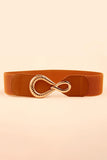 Ribbed Alloy Buckle Elastic Belt - Trendsi