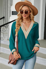 V-Neck Long Sleeve T-Shirt - Trendsi - Flyclothing LLC