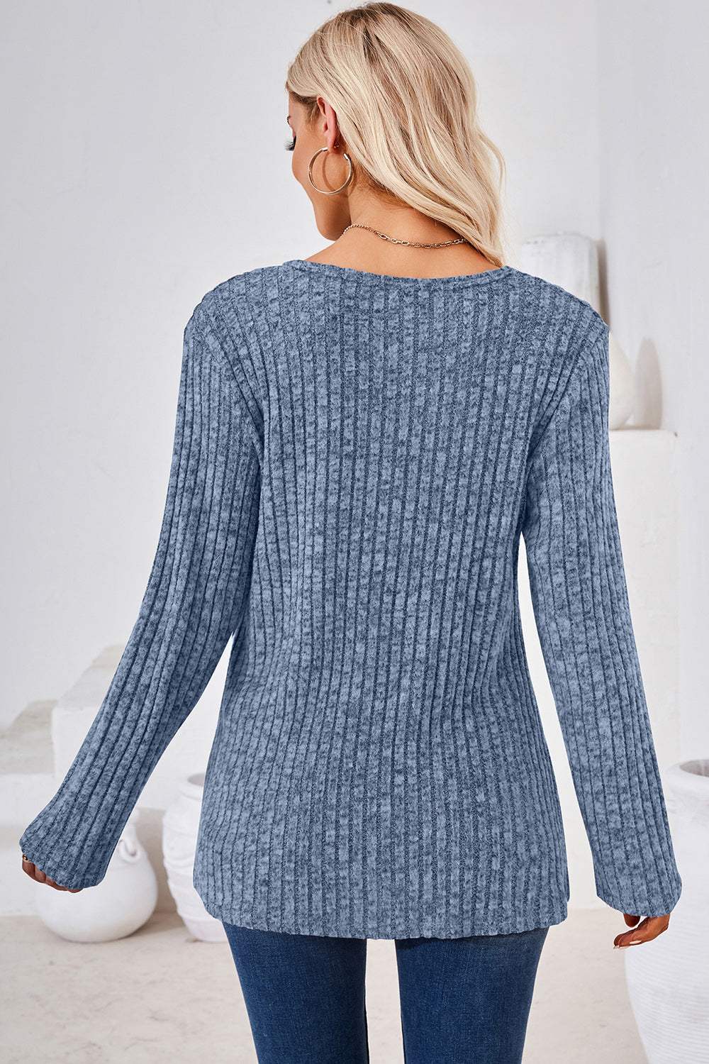 Round Neck Long Sleeve T-Shirt - Trendsi - Flyclothing LLC