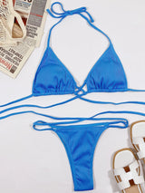 Halter Neck Crisscross Ribbed Bikini Set - Trendsi - Flyclothing LLC