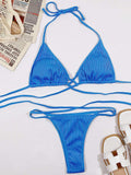 Halter Neck Crisscross Ribbed Bikini Set - Trendsi - Flyclothing LLC