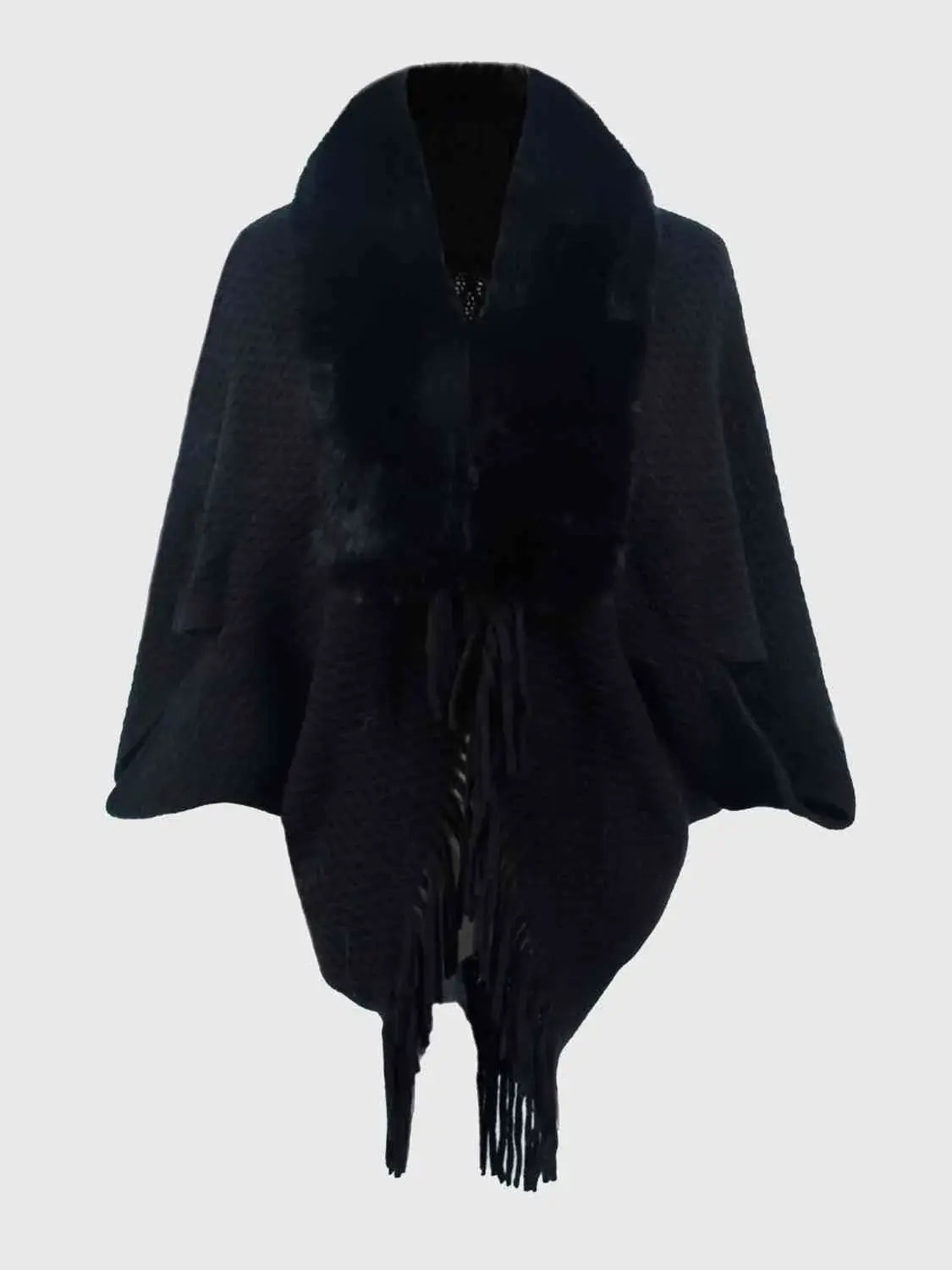 Open Front Fringe Hem Poncho - Trendsi - Flyclothing LLC