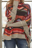 Geometric Striped Splicing Round Neck Blouse - Trendsi - Flyclothing LLC