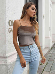 Straight Neck Cropped Cami - Flyclothing LLC