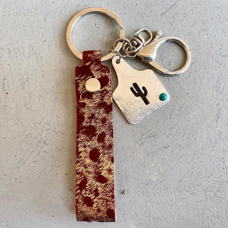 Genuine Leather Alloy Keychain - Trendsi