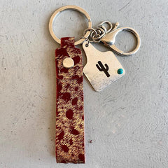 Genuine Leather Alloy Keychain - Trendsi