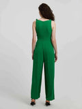 Knot Detail Tie Front Sleeveless Jumpsuit - Trendsi