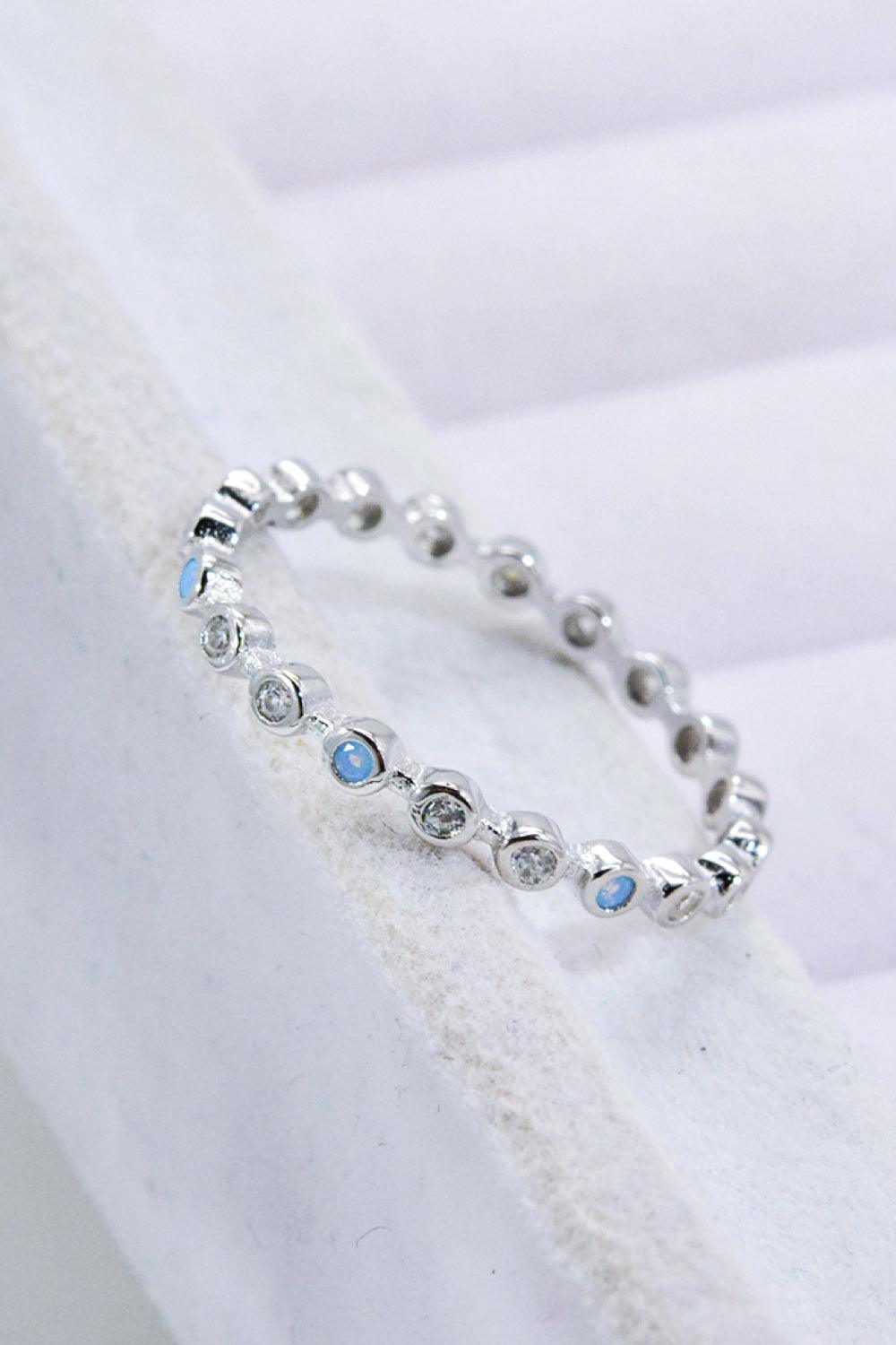 925 Sterling Silver Zircon and Natural Moonstone Ring - Flyclothing LLC