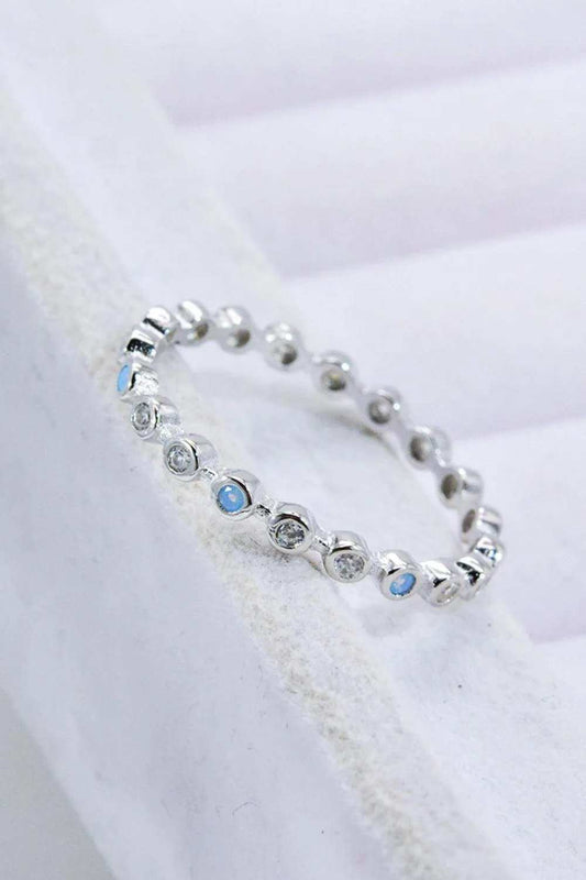 925 Sterling Silver Zircon and Natural Moonstone Ring - Trendsi - Flyclothing LLC