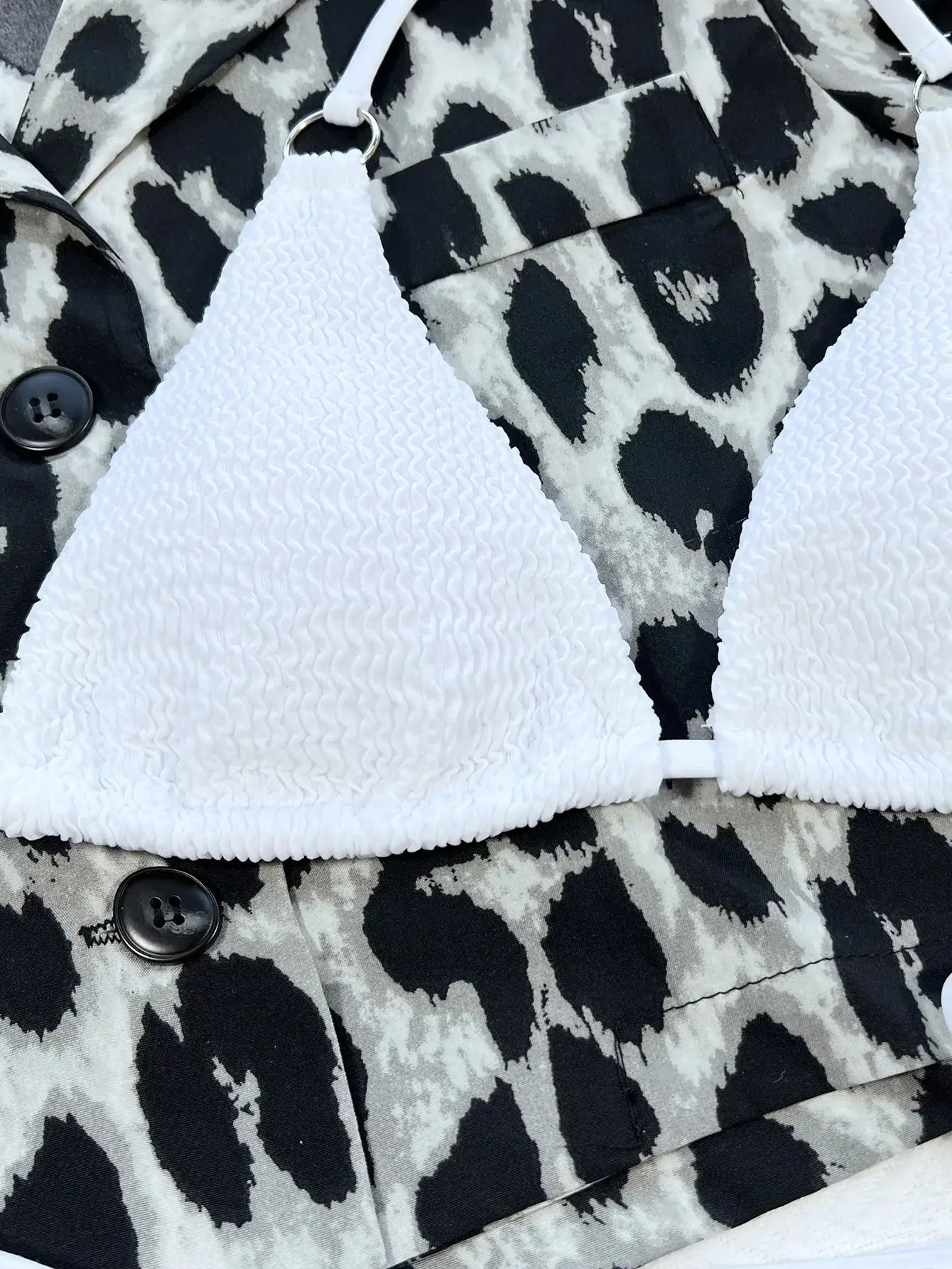 Textured Halter Neck Tie Side Bikini Set - Trendsi - Flyclothing LLC