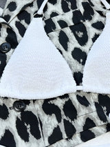 Textured Halter Neck Tie Side Bikini Set - Trendsi - Flyclothing LLC