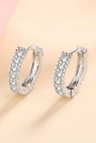 925 Sterling Silver Inlaid Moissanite Huggie Earrings - Trendsi
