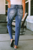 Distressed Straight Jeans with Pockets - Trendsi