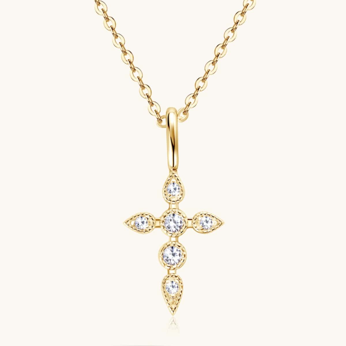 925 Sterling Silver Moissanite Cross Pendant Necklace - Trendsi
