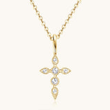 925 Sterling Silver Moissanite Cross Pendant Necklace - Trendsi