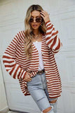 Striped Button Up Long Sleeve Cardigan - Trendsi - Flyclothing LLC