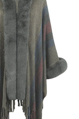 Color Block Fringe Detail Poncho - Trendsi - Flyclothing LLC