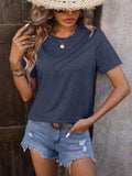 Heathered Round Neck Short Sleeve T-Shirt - Trendsi - Flyclothing LLC