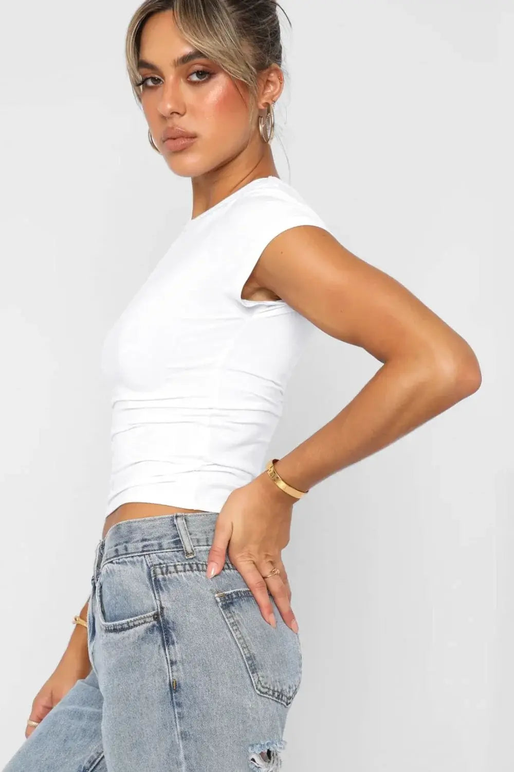 Crewneck Short Sleeve Tee - Trendsi - Flyclothing LLC