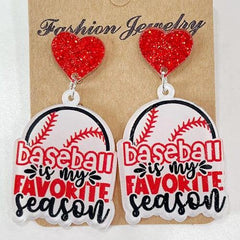 Heart Shape Sports Theme Acrylic Dangle Earrings - Trendsi