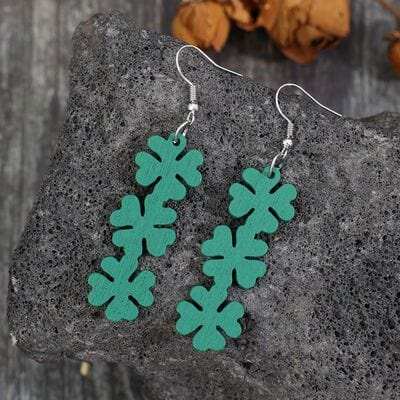 Lucky Clover Wooden Dangle Earrings - Trendsi - Flyclothing LLC