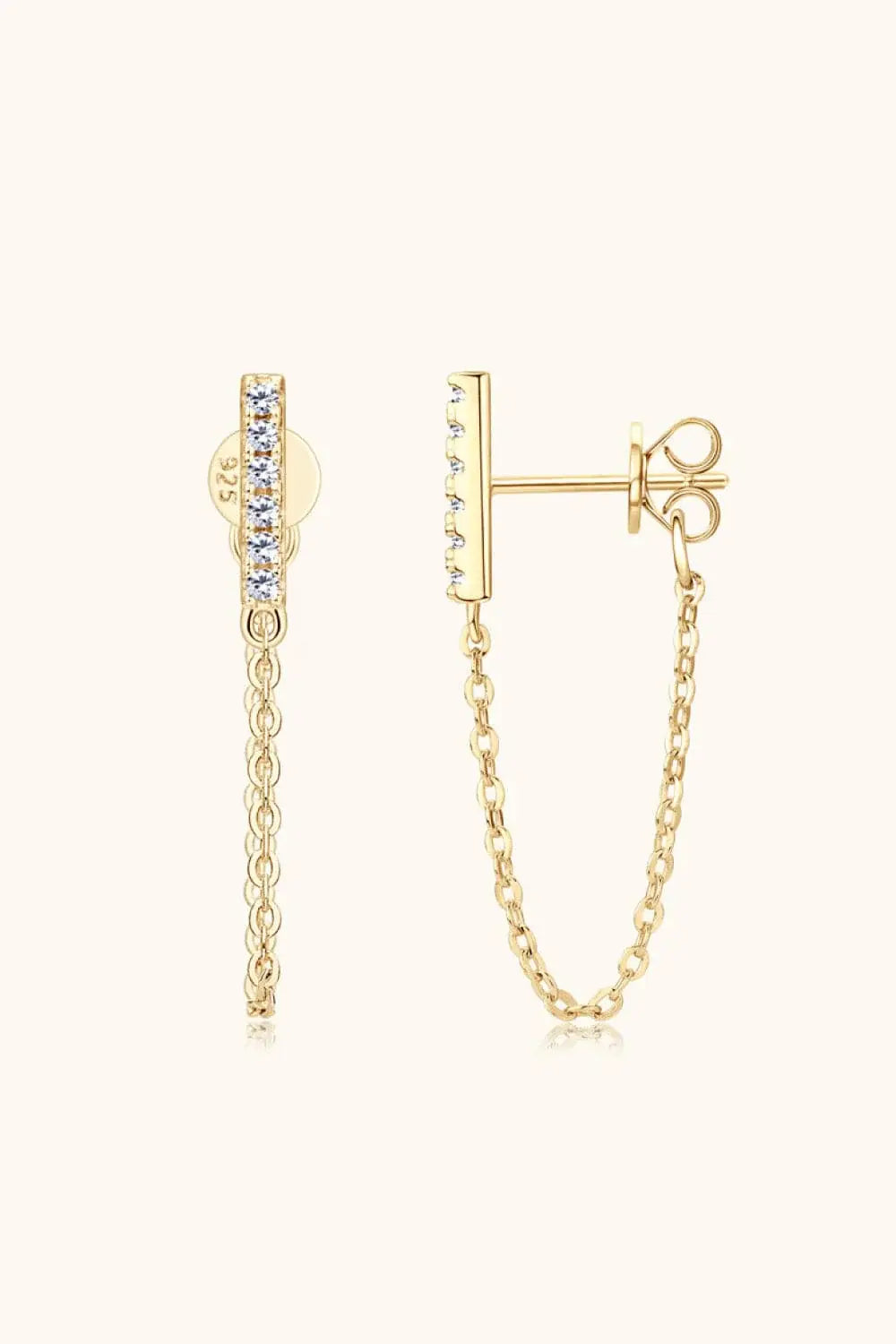 Moissanite 925 Sterling Silver Connected Earrings - Trendsi - Flyclothing LLC