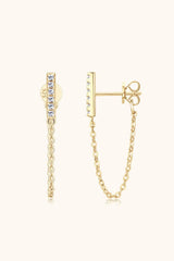 Moissanite 925 Sterling Silver Connected Earrings - Trendsi - Flyclothing LLC