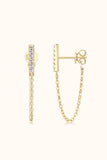Moissanite 925 Sterling Silver Connected Earrings - Trendsi - Flyclothing LLC