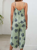 Botanical Print Spaghetti Strap Scoop Neck Jumpsuit - Trendsi - Flyclothing LLC