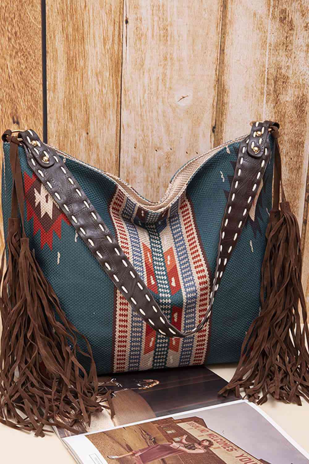 Geometric Canvas Tote Bag - Trendsi - Flyclothing LLC
