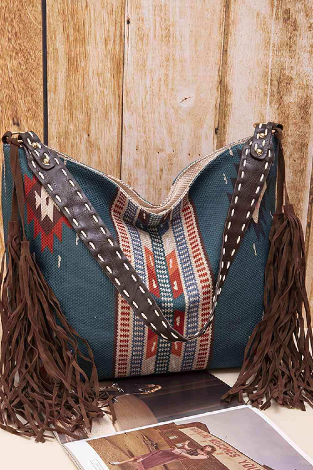 Geometric Canvas Tote Bag - Trendsi - Flyclothing LLC