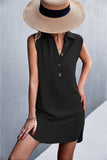 Buttoned Johnny Collar Sleeveless Dress - Trendsi - Flyclothing LLC