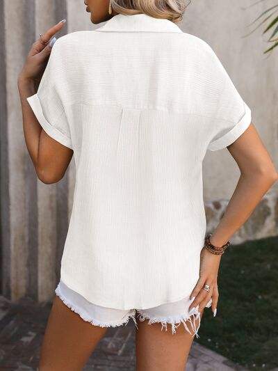 Button Up Short Sleeve Shirt - Trendsi - Flyclothing LLC