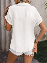 Button Up Short Sleeve Shirt - Trendsi - Flyclothing LLC