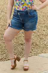 RISEN Maya Full Size Mid Rise Asymetrical Shorts - Trendsi - Flyclothing LLC