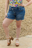 RISEN Maya Full Size Mid Rise Asymetrical Shorts - Trendsi - Flyclothing LLC
