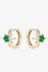 Lab-Grown Emerald Huggie Earrings - Trendsi - Flyclothing LLC