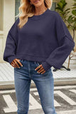 Round Neck Dropped Shoulder Sweater - Trendsi - Flyclothing LLC