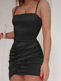 Ruched Spaghetti strap Wrap Dress - Trendsi