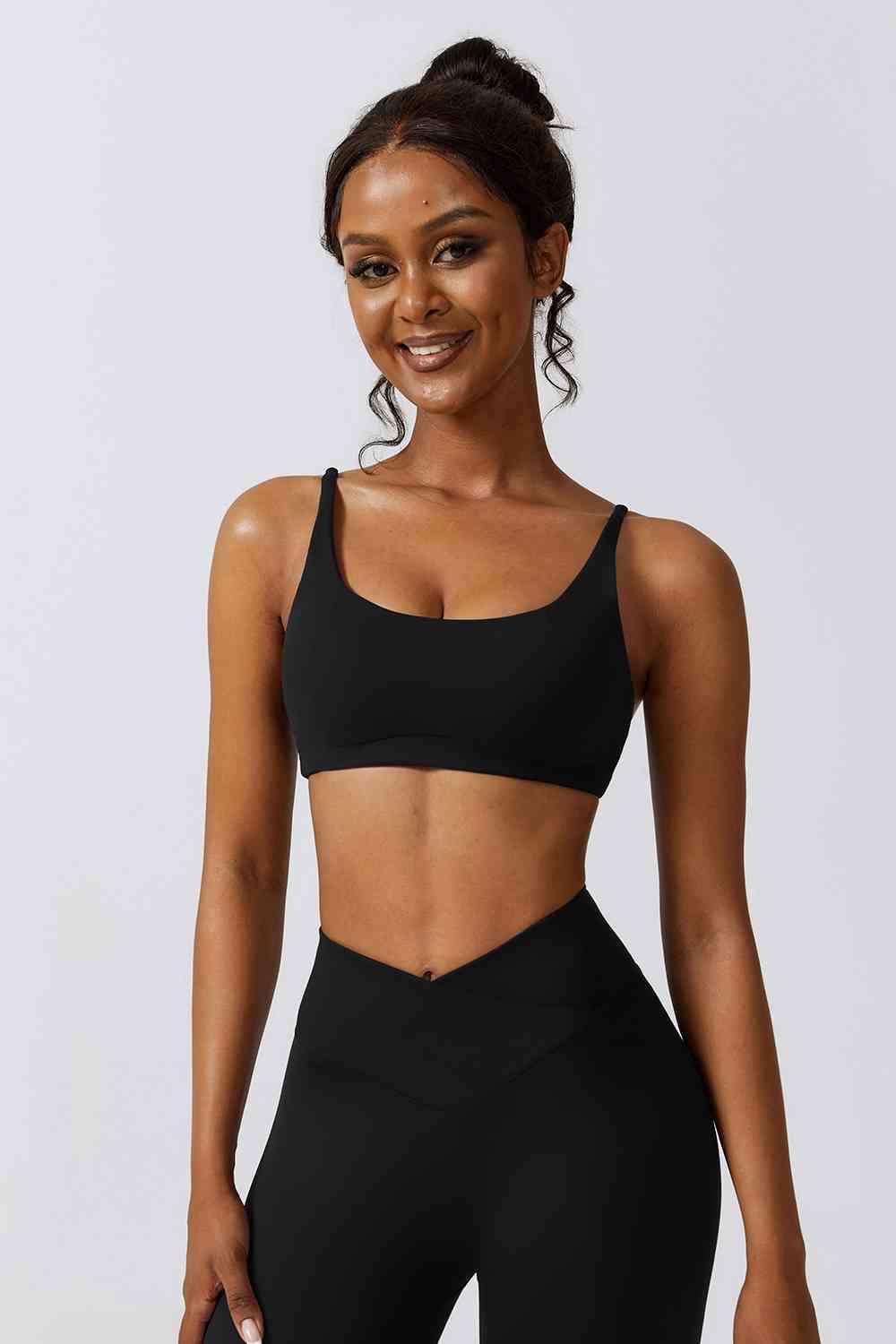 Spaghetti Strap Sports Bra - Black / S