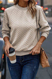 Texture Round Neck Long Sleeve Sweatshirt - Trendsi - Flyclothing LLC