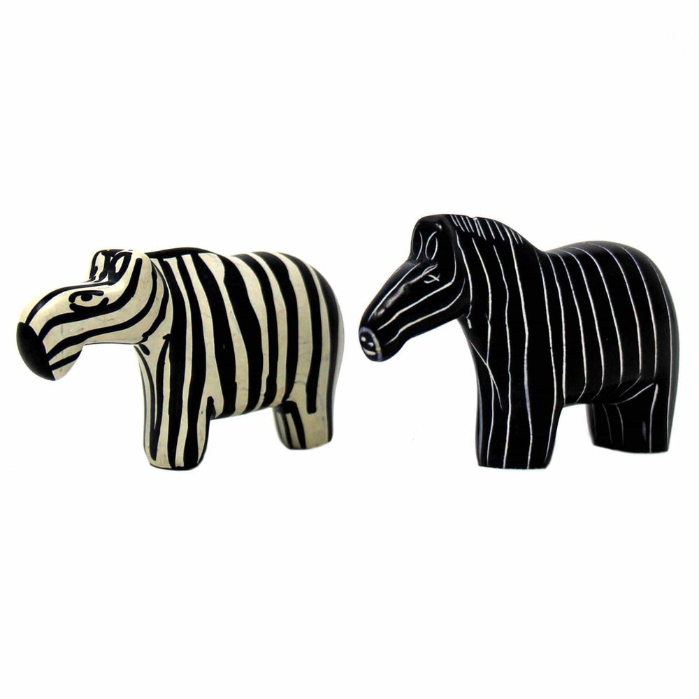 Zebra Soapstone Sculptures, Set of 2 - SMOLArt