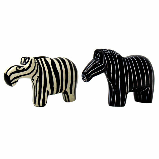 Zebra Soapstone Sculptures, Set of 2 - Flyclothing LLC