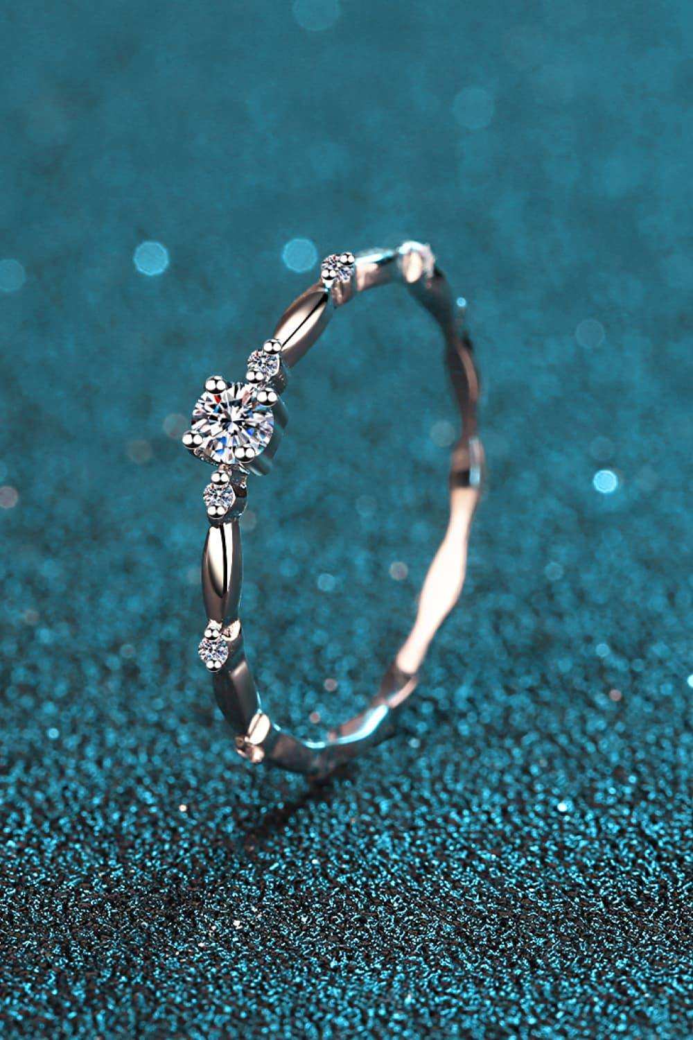 Moissanite 925 Sterling Silver Rhodium-Plated Ring - Trendsi - Flyclothing LLC