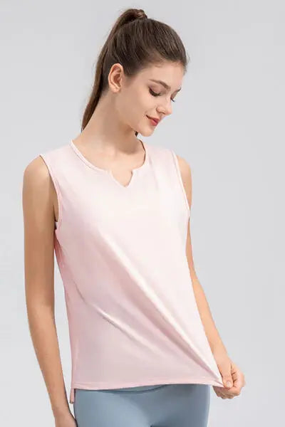 Notched Wide Strap Active Tank - Trendsi - Flyclothing LLC
