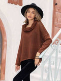 Openwork Mock Neck Dropped Shoulder Sweater - Trendsi - Flyclothing LLC