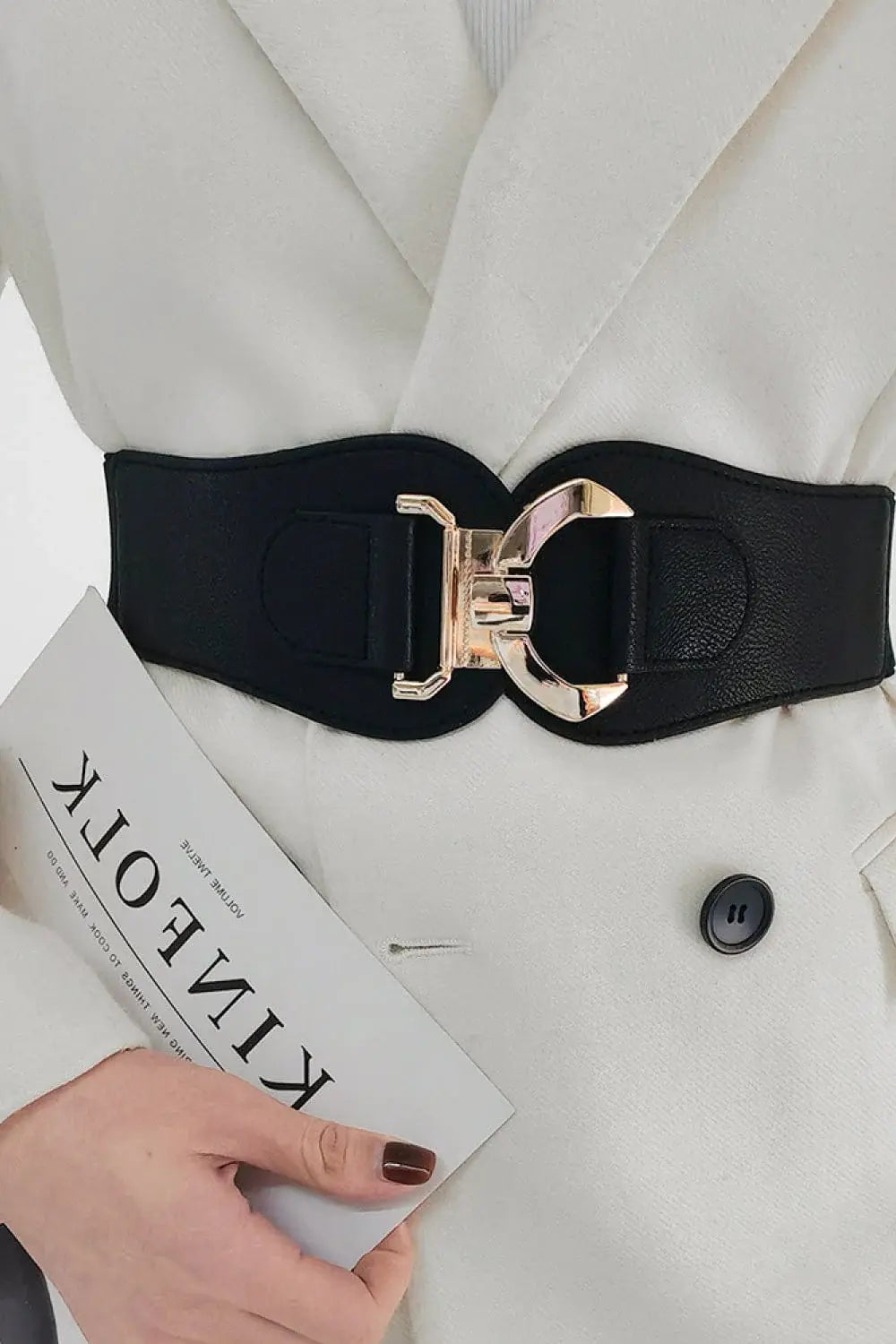 Alloy Buckle Elastic Belt - Trendsi - Flyclothing LLC