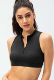 Full Size Cropped Cutout Back Zipper Front Active Tank Top - Trendsi - Flyclothing LLC