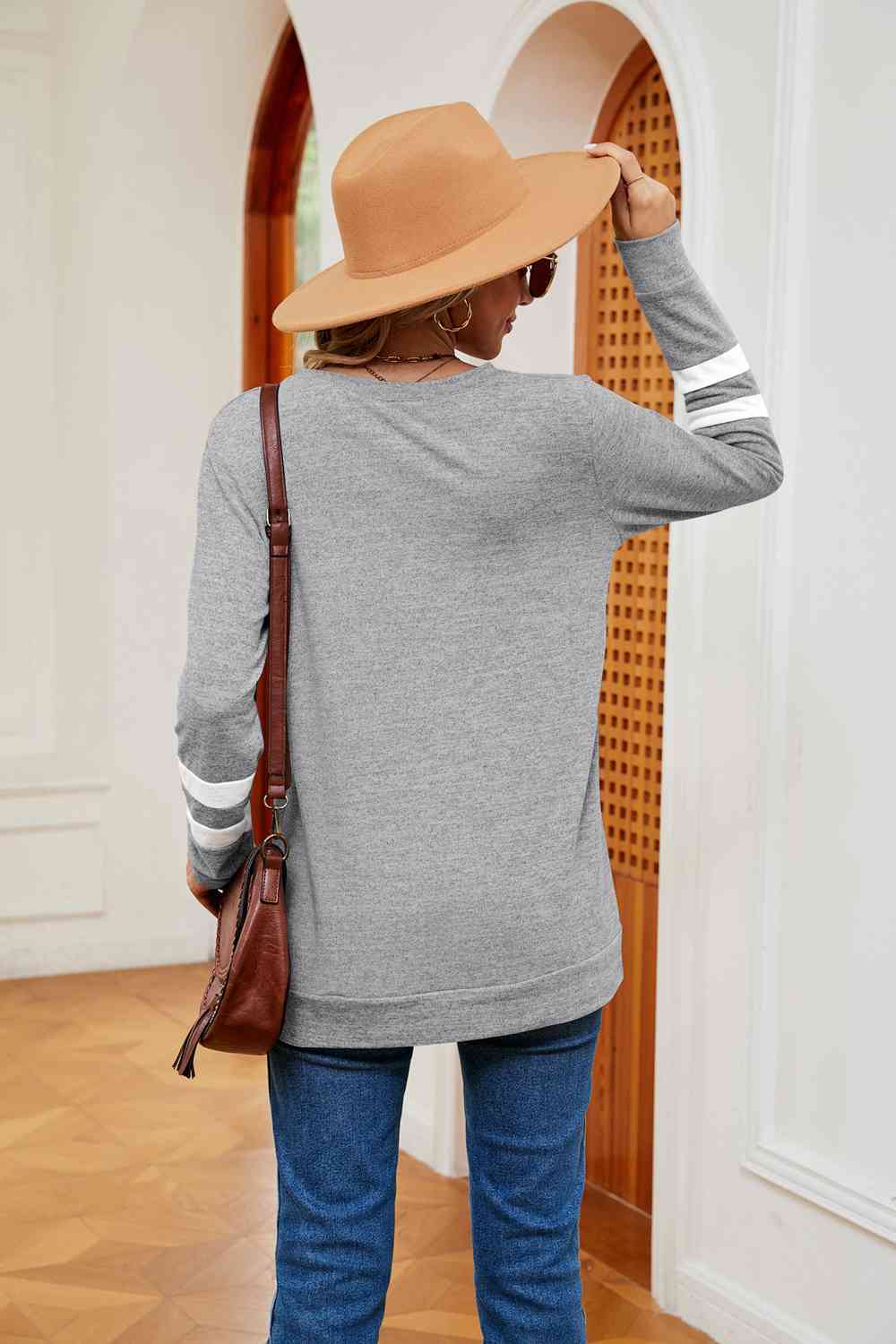 V-Neck Long Sleeve T-Shirt - Trendsi - Flyclothing LLC